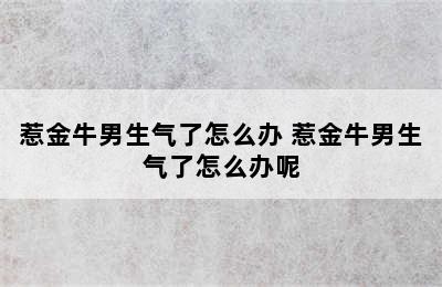 惹金牛男生气了怎么办 惹金牛男生气了怎么办呢